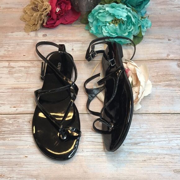 GUESS Black Nalanie Gladiator Toe Thong Sandals - Picture 3 of 8